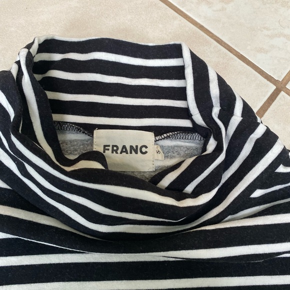 VGUC Franc mock neck striped sweater black and white (S) - Picture 2 of 3